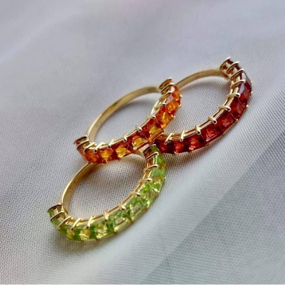Natural Garnet , Cetrine, and peridot. 18K Gold, 100% pawnable with Certificates - Picture 4 of 4